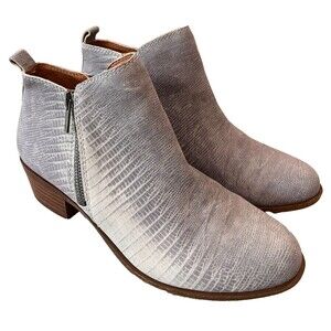 Lucky Brand Womens Boots 7.5 Basel Leather Booties Gray Dune Zippers Size 7.5/38